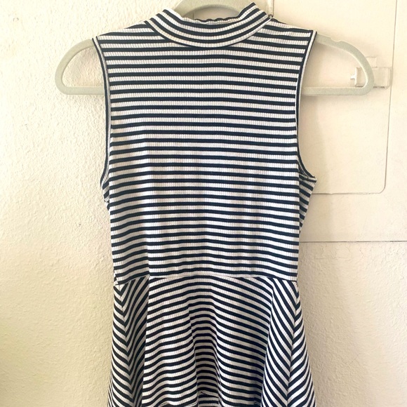 Striped Peplum High Neck Blouse - Picture 2 of 12